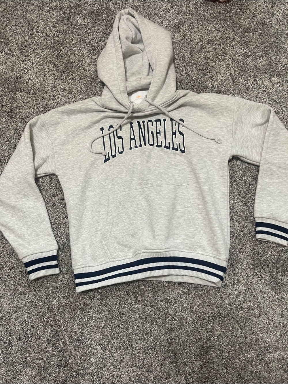 Los Angeles Light Grey Hooded Sweatshirt with Navy Trim